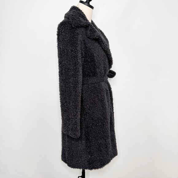 Sooki Teddy Wrap Trench Coat Gray Jacket Fuzzy Warm Classic Preppy Winter Size M - Picture 6 of 13